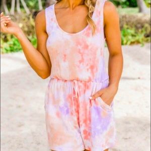 Lavender Peach Tie Dye Romper
